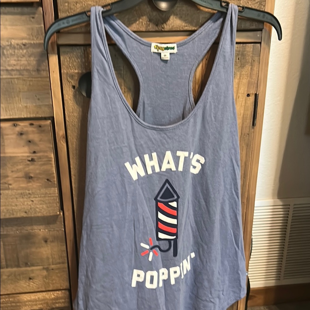 Tipsy Elves Blue Tank Top with Graphic Print